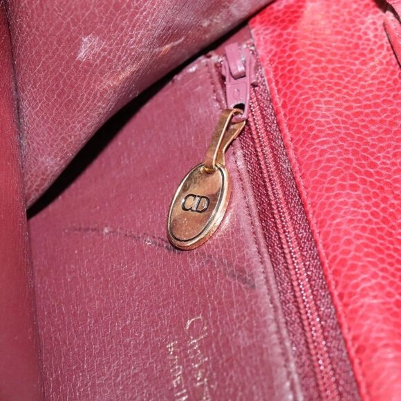 Christian Dior Shoulder Bag Leather Gold Red Auth - Picture 13 of 16